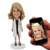 Female Doctor in White Coat Custom Bobble Head, Bobble Head Figures Handmade Personalized Sculpture Gift for Women 1