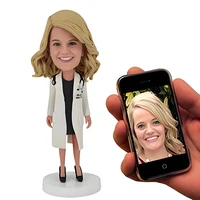 Female Doctor in White Coat Custom Bobble Head, Bobble Head Figures Handmade Personalized Sculpture Gift for Women 1