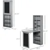 Fold-Out Convertible Writing Table Wall Mount Desk Cabinet with Blackboard and Side Shelf Multi-Function Home Office Work 4