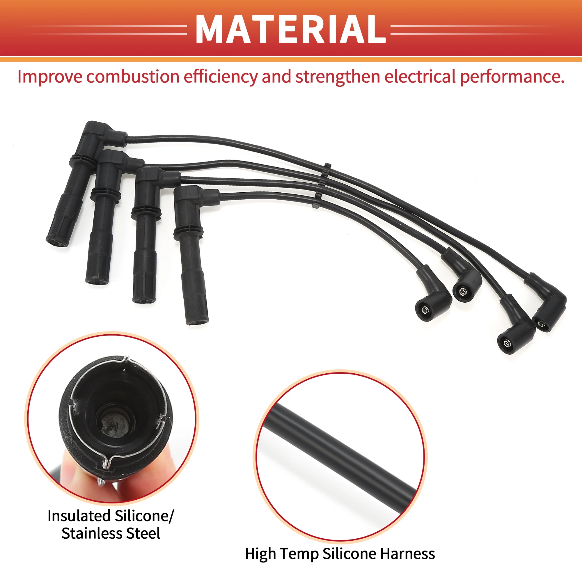 UXCELL Car Spark Plug Coil Wires Ignition Coil Harness Cable Fit for VW Golf IV 1.4 16 V (1997-2005) 55 KW No.036905409K
