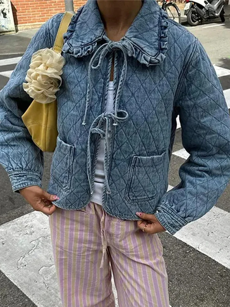 Chaqueta Acolchada de Ramio y Algodón con Botones Tradicionales
