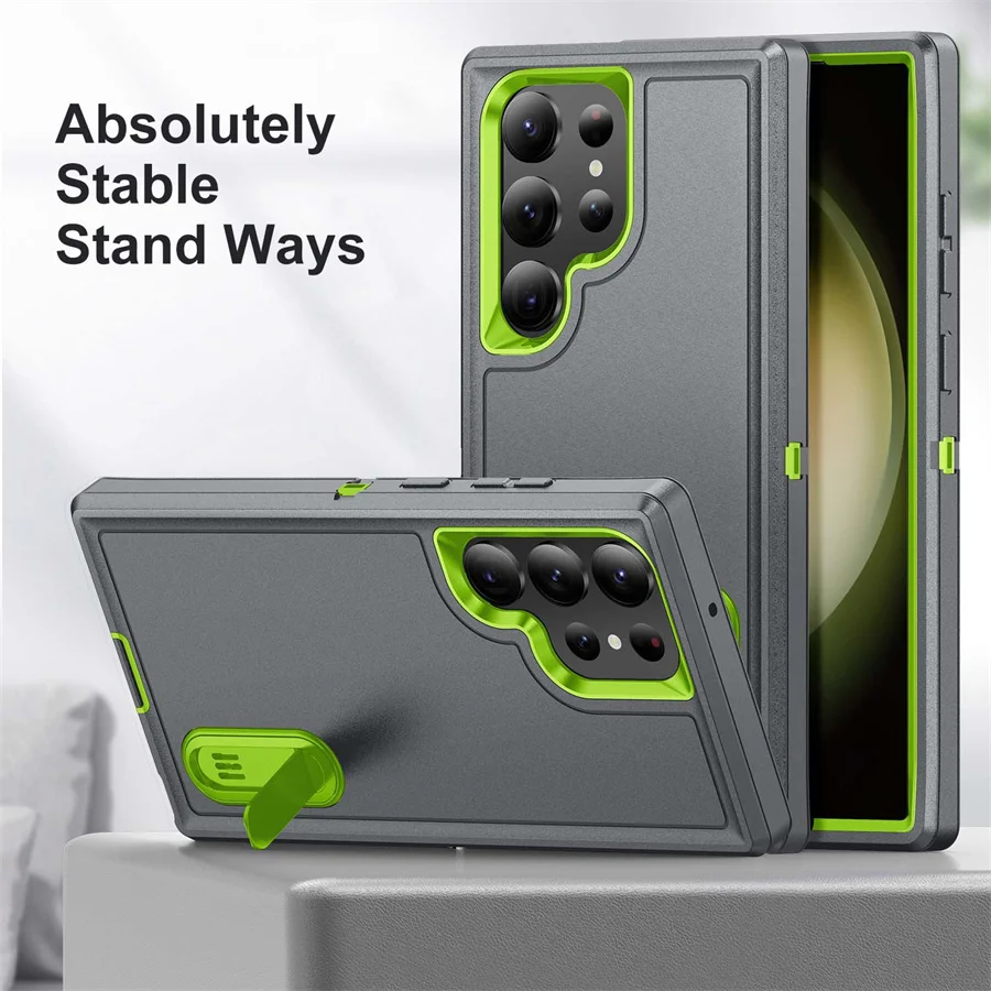 Hybrid 3 In 1 Military Grade Defender Case for Samsung Galaxy S26 Ultra/S23 FE/A56/A36/A15/A14/A13/A54/A53 Kickstand Body Cover