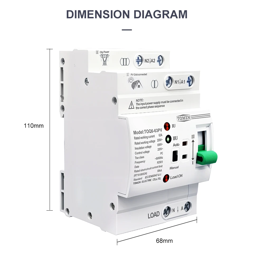 Din Rail ATS L N 220V Small Dual Power Automatic Transfer Electrical Selector Sw
