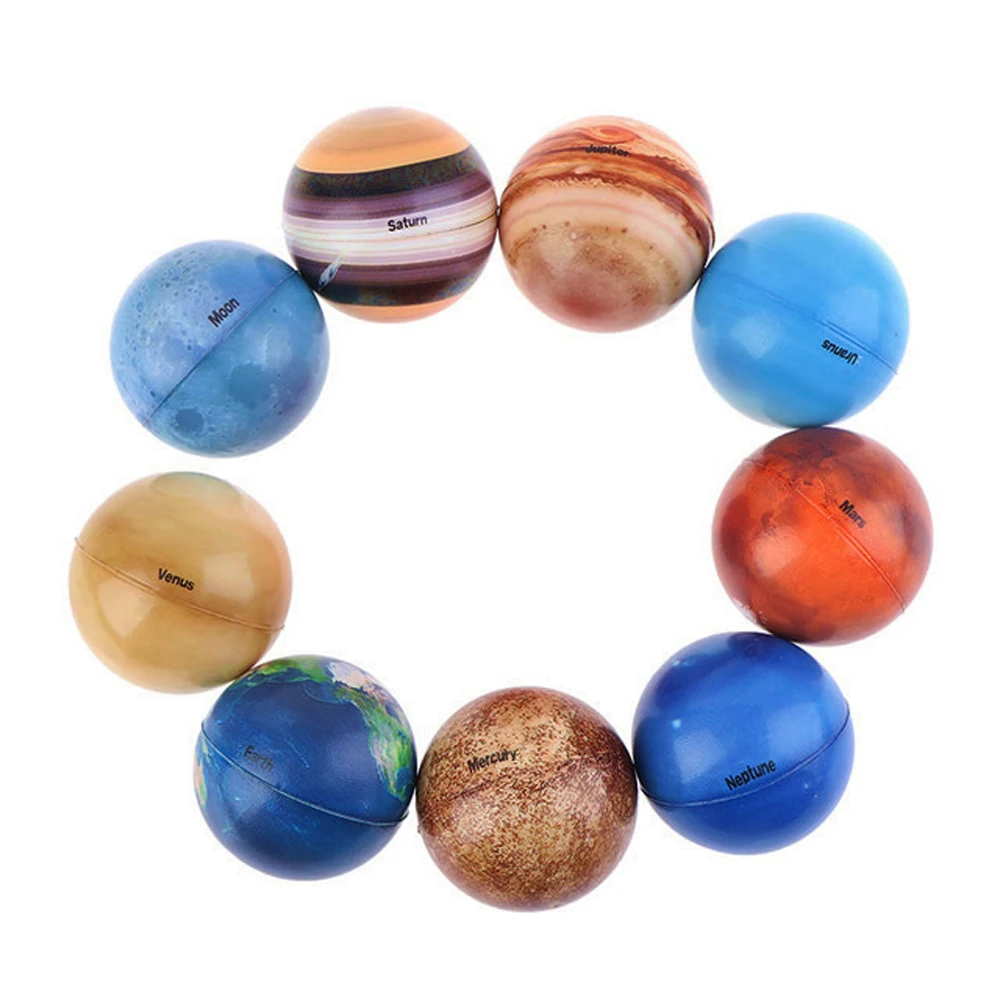 Colorful 6.3cm Sponge Ball Solar System Bouncy Ball Ball Toy Eight Planets Earth Globe Ball Moon Star Ball Printing Star Ball