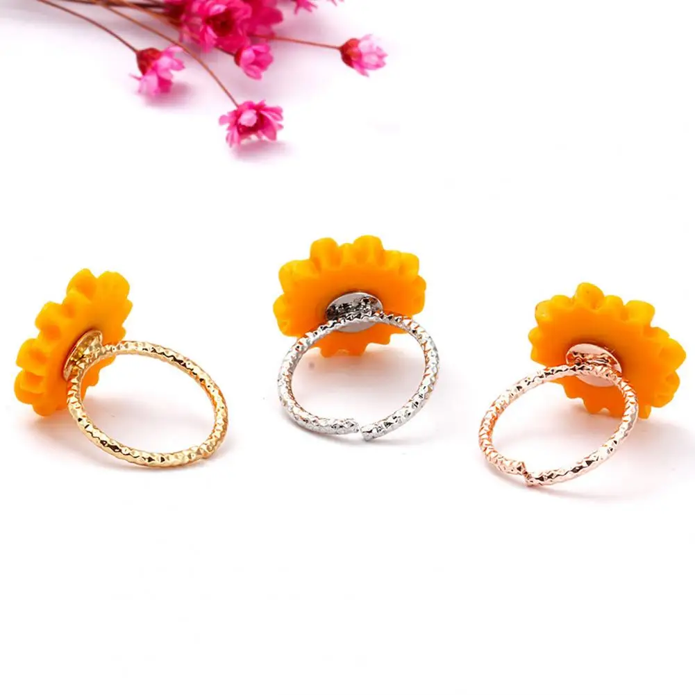 4Pcs/Set Women Jewelry Set Sunflower Shape Vivid Stainless Leaf Decor Necklace Ring for Wedding