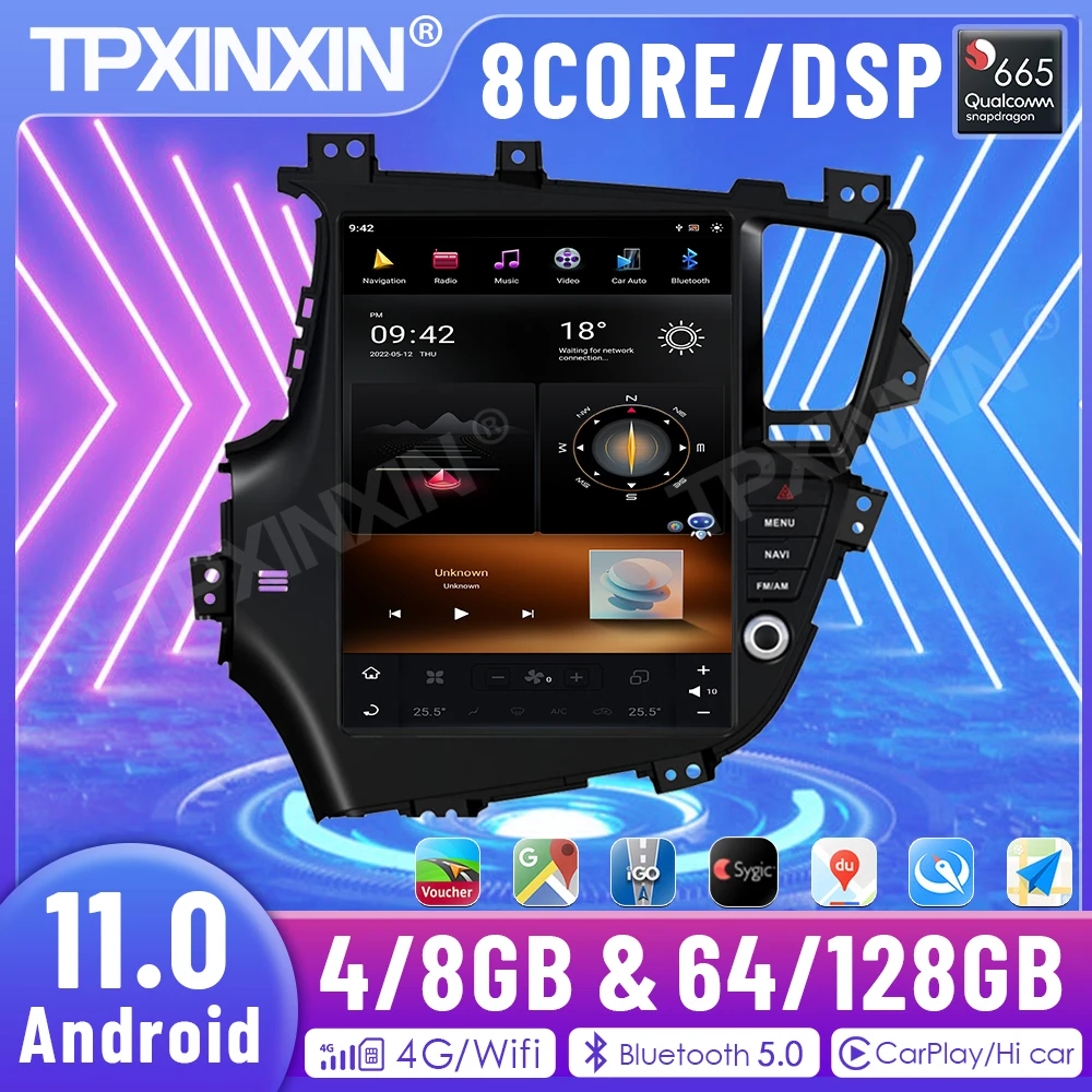 

2 Din Android 11.0 8G+128GB Car Radio Multimedia Player For KIA Optima K5 2010-2015 GPS Navigation Auto Stereo Head Unit Carplay