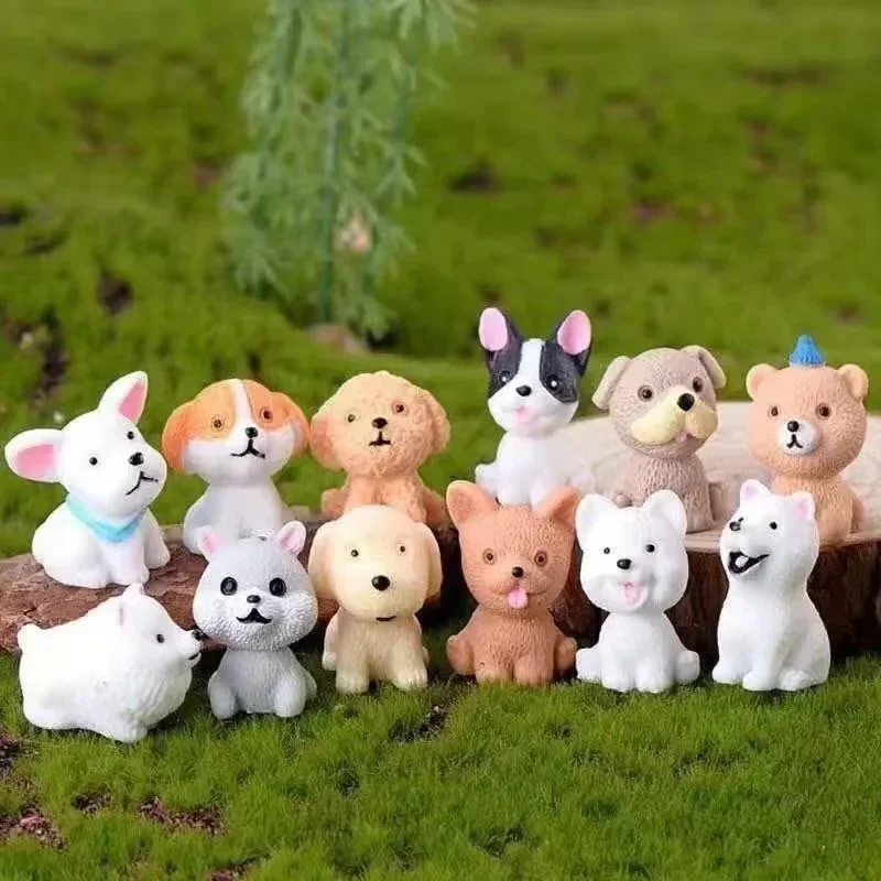 Cute Puppy Mini Resin Dogs Miniature Figurines 12PCS for Fairy Garden Accessorie