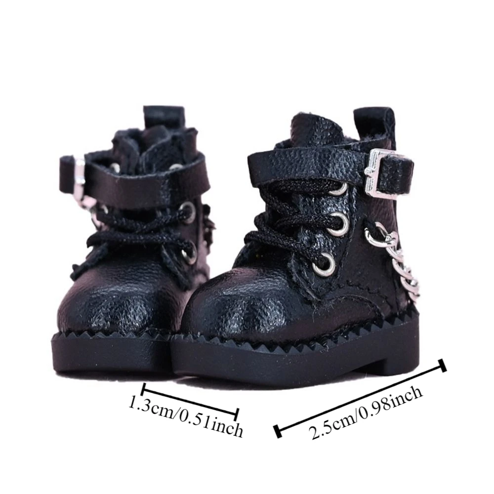1 Pair Lovely PU Leather OB11 Doll Shoes Chain Boots High-heeled Bjd Doll Chain Shoes Casual Mini 1/12 Bjd Doll Shoes Children