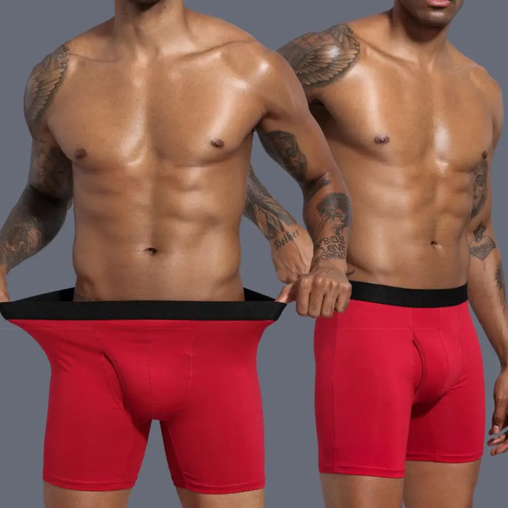 

Anti-septic Men Underpants High Elasticity Stretch Mid Waist Trunks Chic Swimming Cotton Male Boxers Inner Wear Clothes