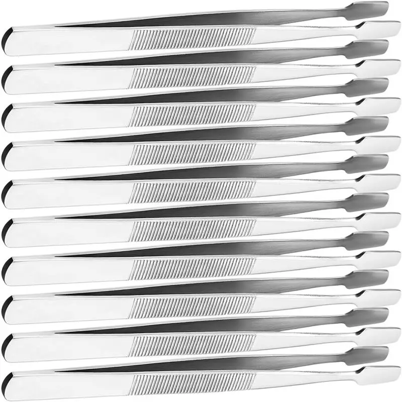 Handmade Crafting Tweezers Stainless Steel Stamp Tweezers Stamp Collecting Clips Eyebrow 10Pcs precision tweezers tweezer tool pimples blackhead tweezers