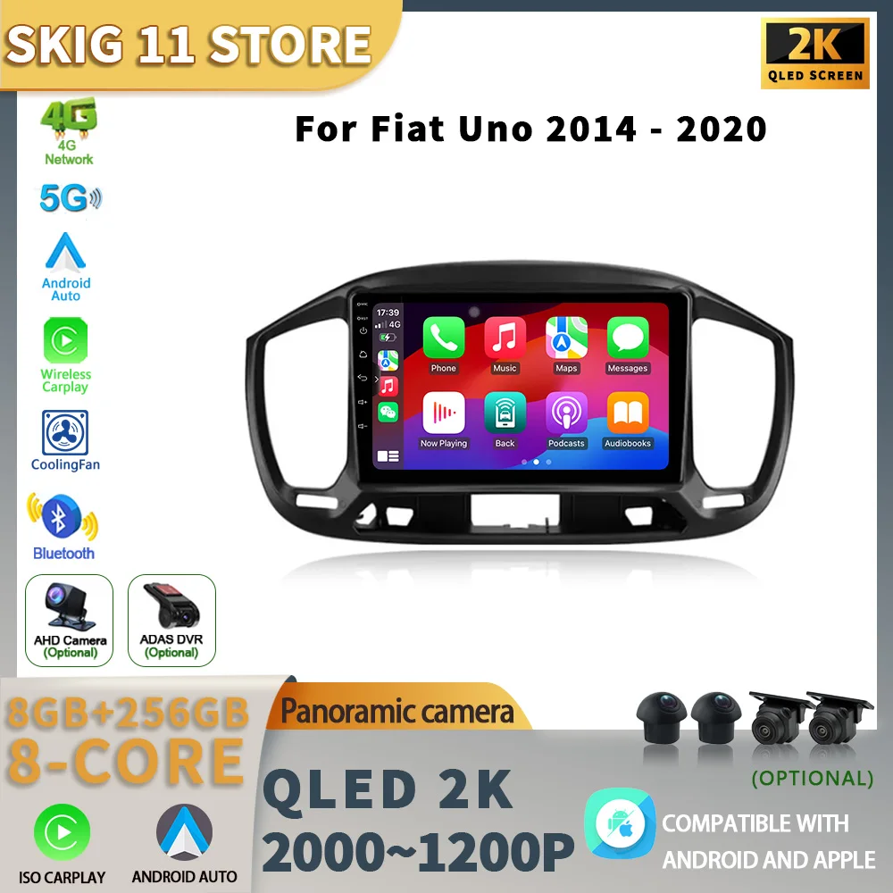 

Car Radio Carplay Android 13 For Fiat Uno 2014- 2020 Multimedia Video Player touch screen Navigation GPS Auto stereo View camera