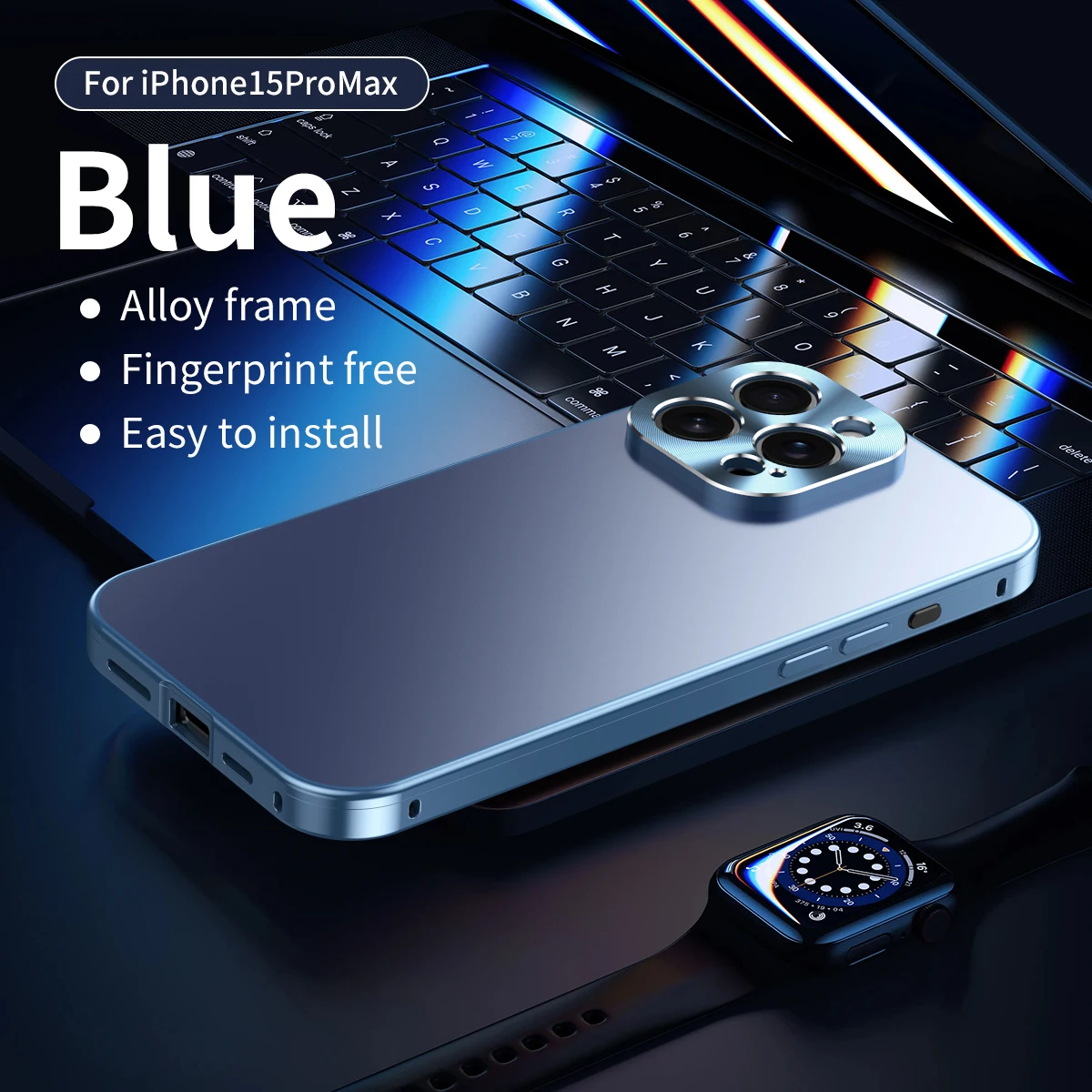 Sleek Aluminum Metal Frame Shockproof Phone Case with CD Pattern and Matte Back Panel