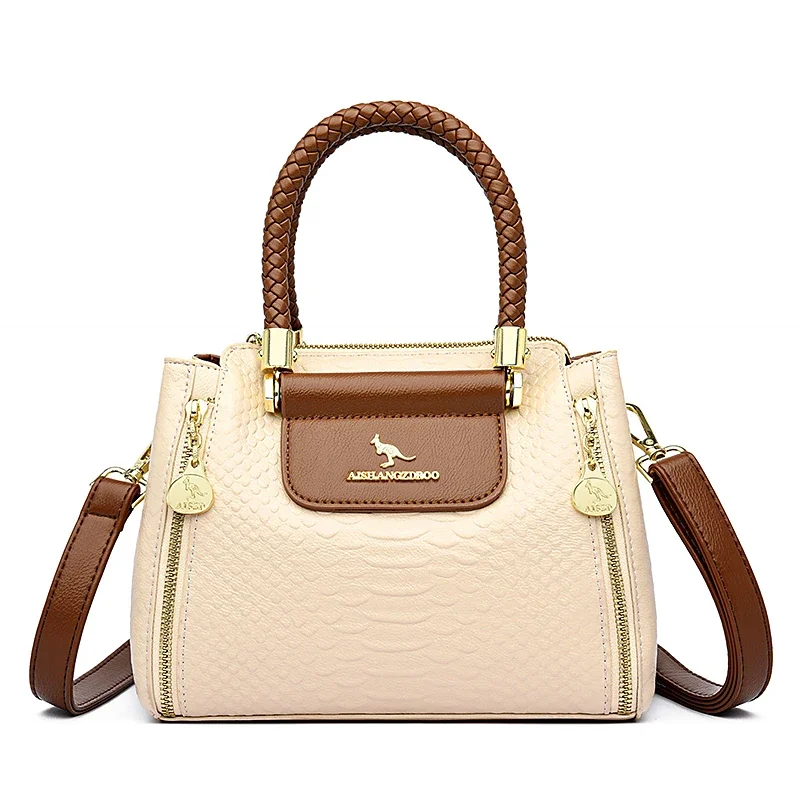 Bolso de mano de lujo tejido a mano de gran capacidad de cuero suave para mujer, bolsos cruzados de hombro, bolsos de diseño de ocio para damas