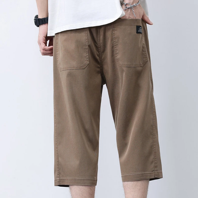 Summer Men's Ice Silk Pants Casual Suit Shorts Men's Medium Pants Three-Quarter Pants Large Size
