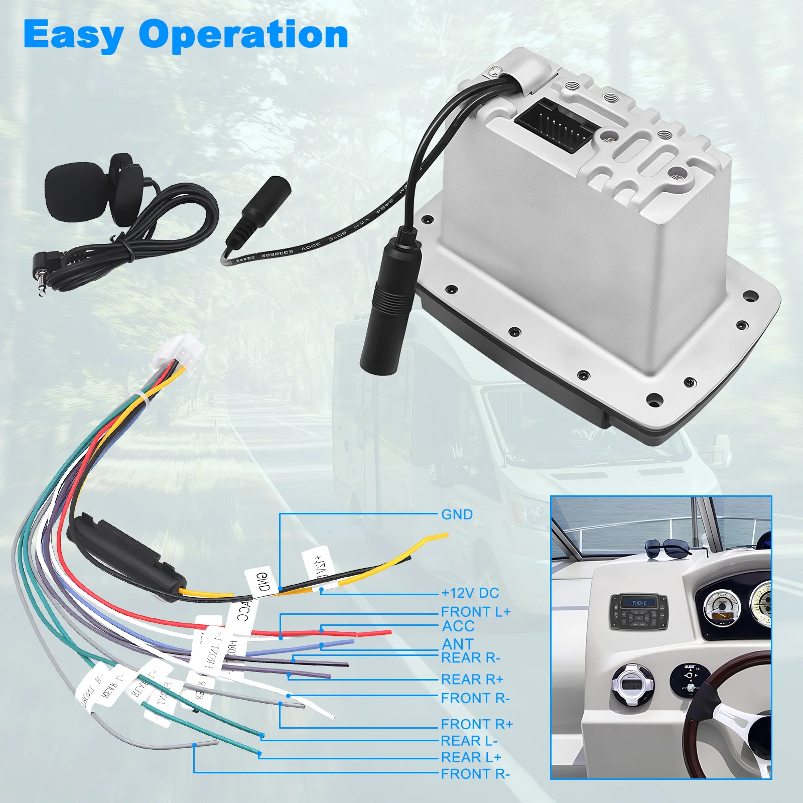 Yacht MP3 Player Multifunctional Stereo Bluetooth Receiver Waterproof FM AM Radio 12V for Marine Yacht