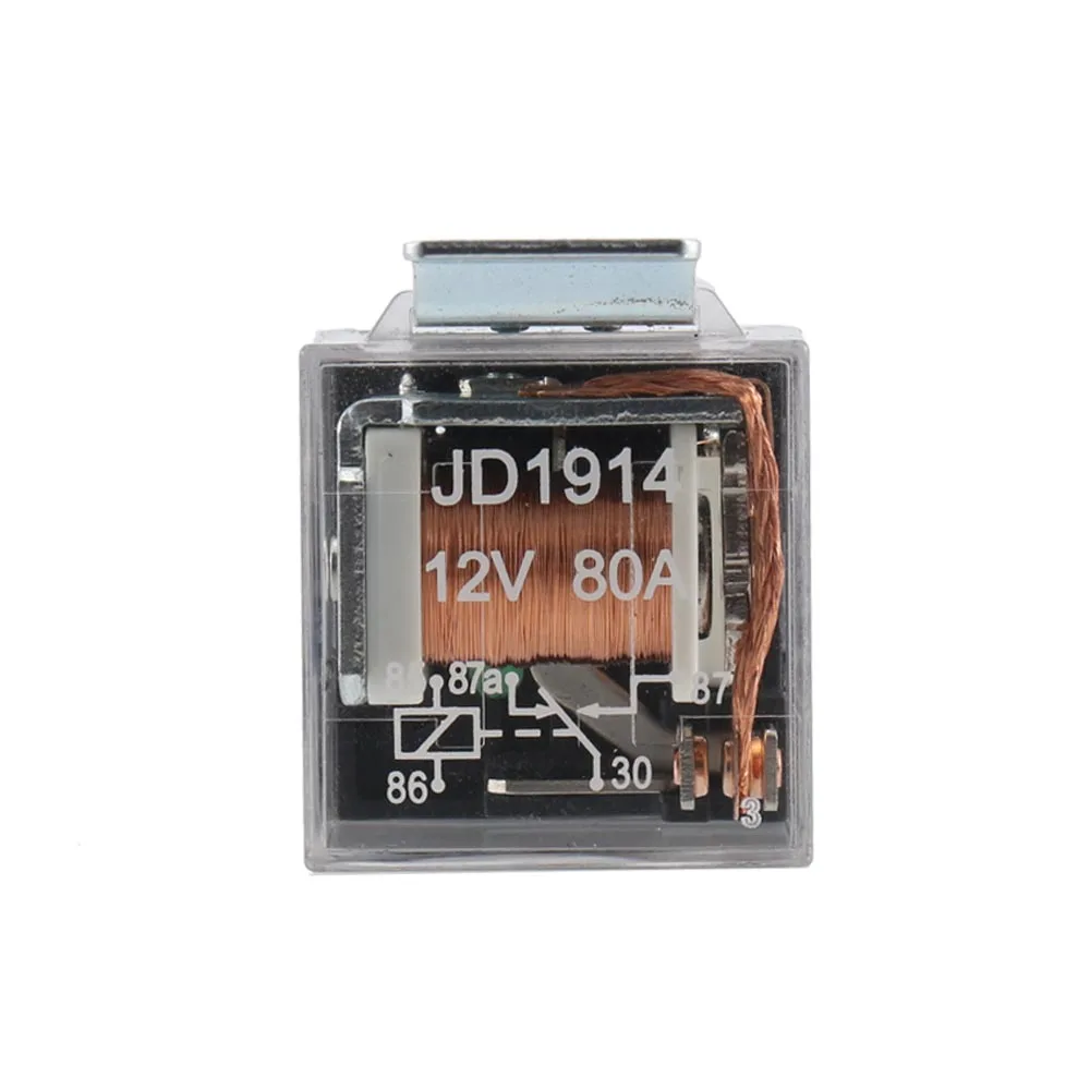 Auto Car Relay JD1914 12V 80A 5 Pin Transparent Type Switching Contact Form for Automobile Electronic Control Device Accessory