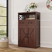 Dark Brown Storage Cabinet with Drawers and Shelves, Standing Kitchen Pantry Cabinet, Floor Storage Cabinet Hutch Cupboard, 1