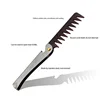 Oil Head Comb Barber Stainless Steel Handle Folding Wide Teeth Men Comb Hairdressing Hair Modeling Styling Comb Portable Vintage 3