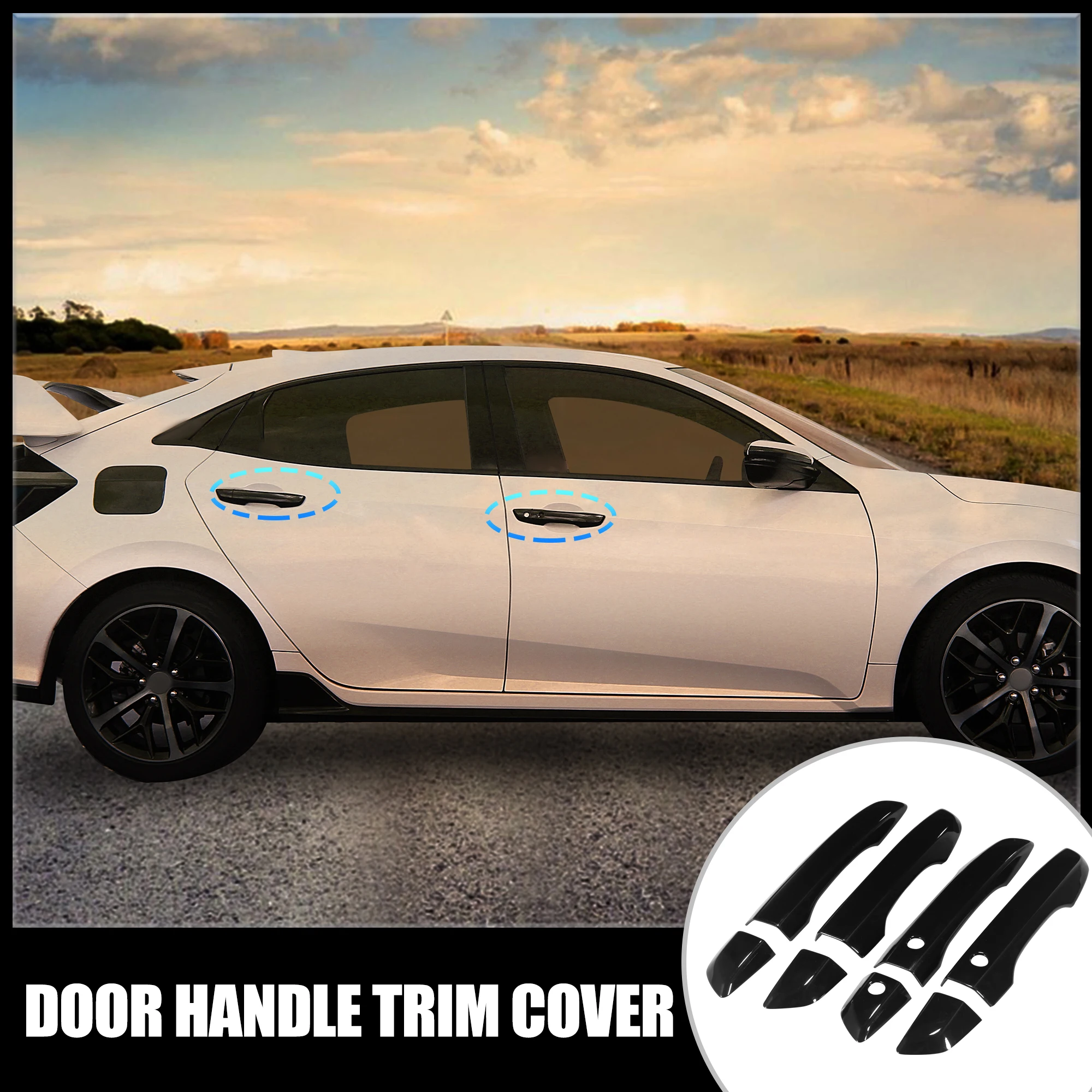 8pcs Exterior Door Handle Trim Cover With Keyless Entry Left Hand Drive For Honda Civic 10th Gen -