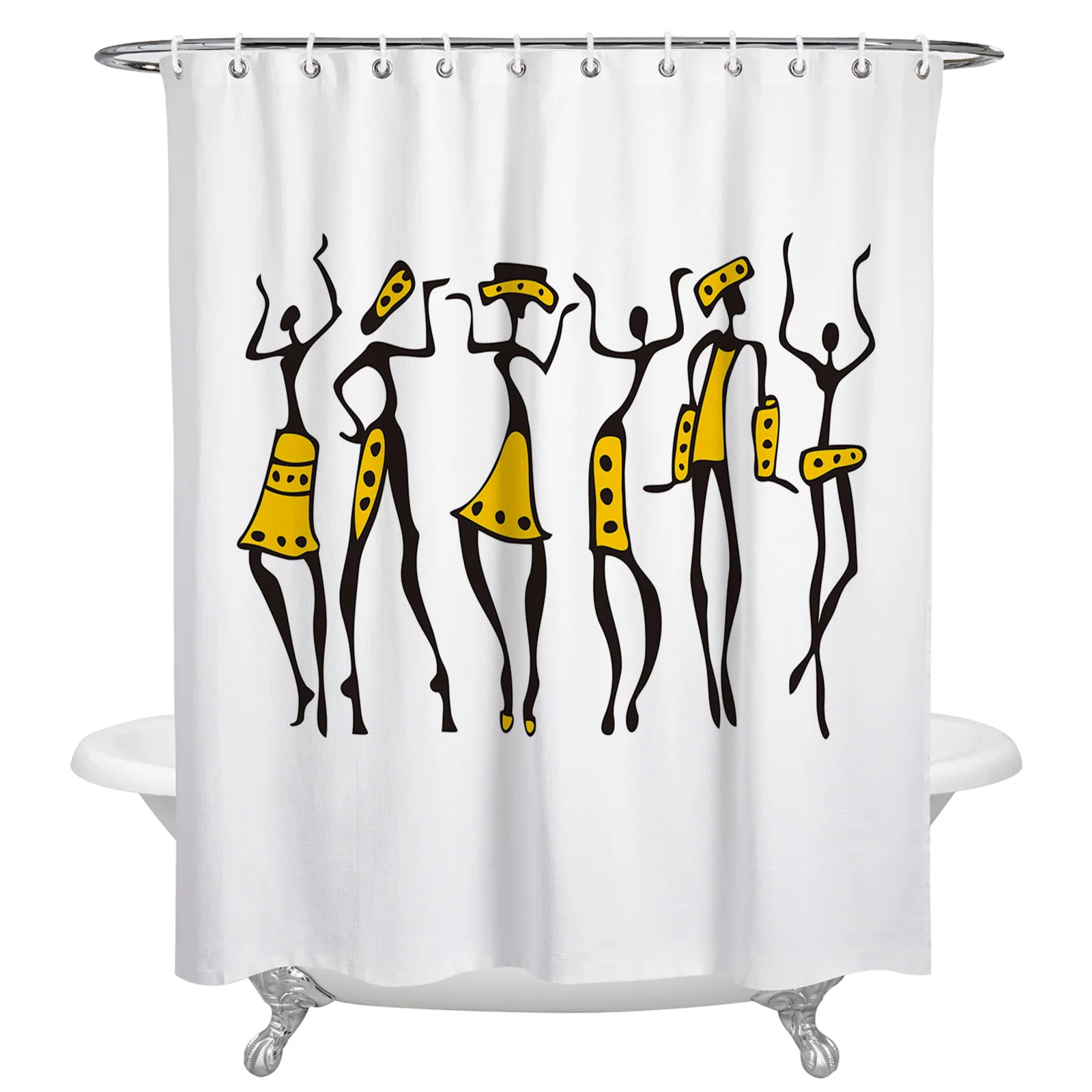 

African Women'S Dance Waterproof Shower Curtain Bathroom Fabric Polyester Shower Curtains Bath Decor Curtain