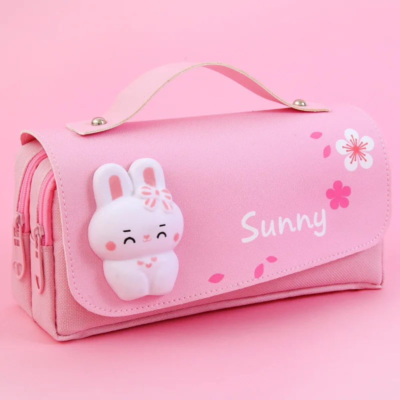 SUNEE Cute Pencil Case, Aesthetic Pen Pouch, Colored Large Pencil Bag with  Zipper, Kawaii Stationery Storage and Organizer, Pink School Supplies for