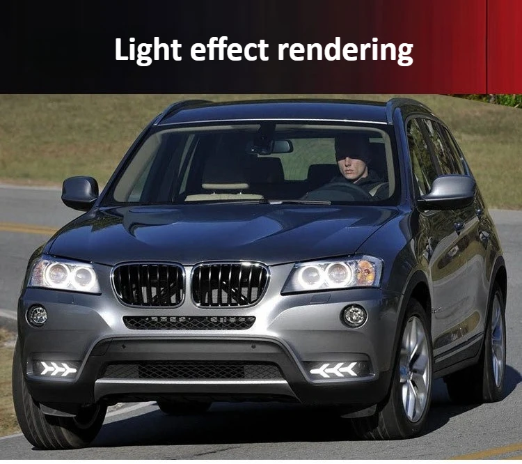 For BMW X3 F25 2009 2010 2011 2012 2013 Car Led Daytime Running Light Front Fog Lamp DRL Dynamic Turn Signal 12V Daylights detail image 12