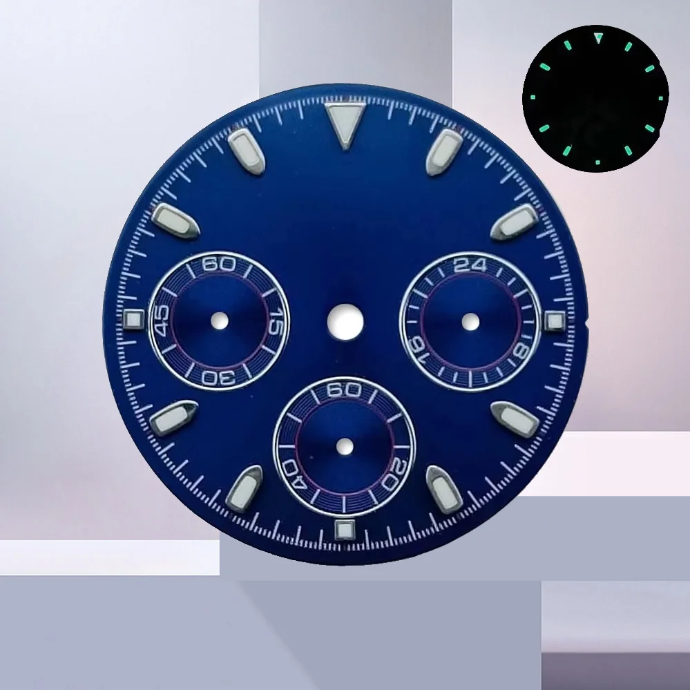Enhanced Black and Multi-Color Dial for VK63 Movement with Date Display - 29mm