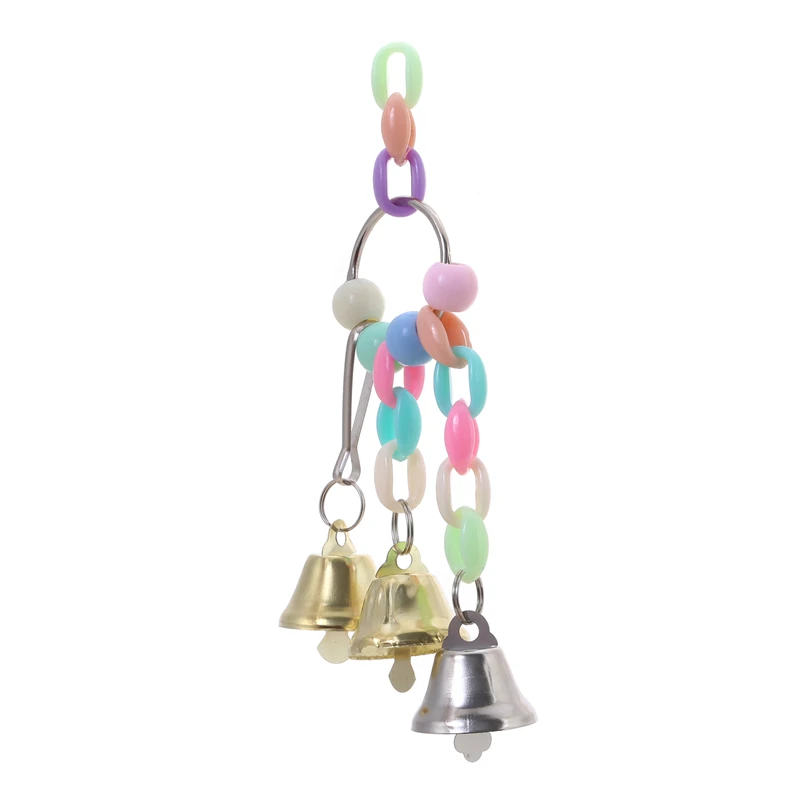 5Pcs Parrot Bite Toy Bird Ring Bell Parrot Hanging Swing Chain Toy Parakeet Chew Swings With Hanging Bells Bird Accessories