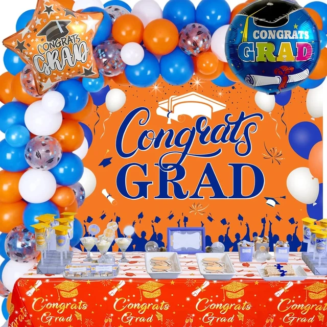 2024 Graduation Decorations Orange Blue, Graduation Backdrop Balloon Photo  Booth Props for Class of 2024 Grad Party Supplies - AliExpress