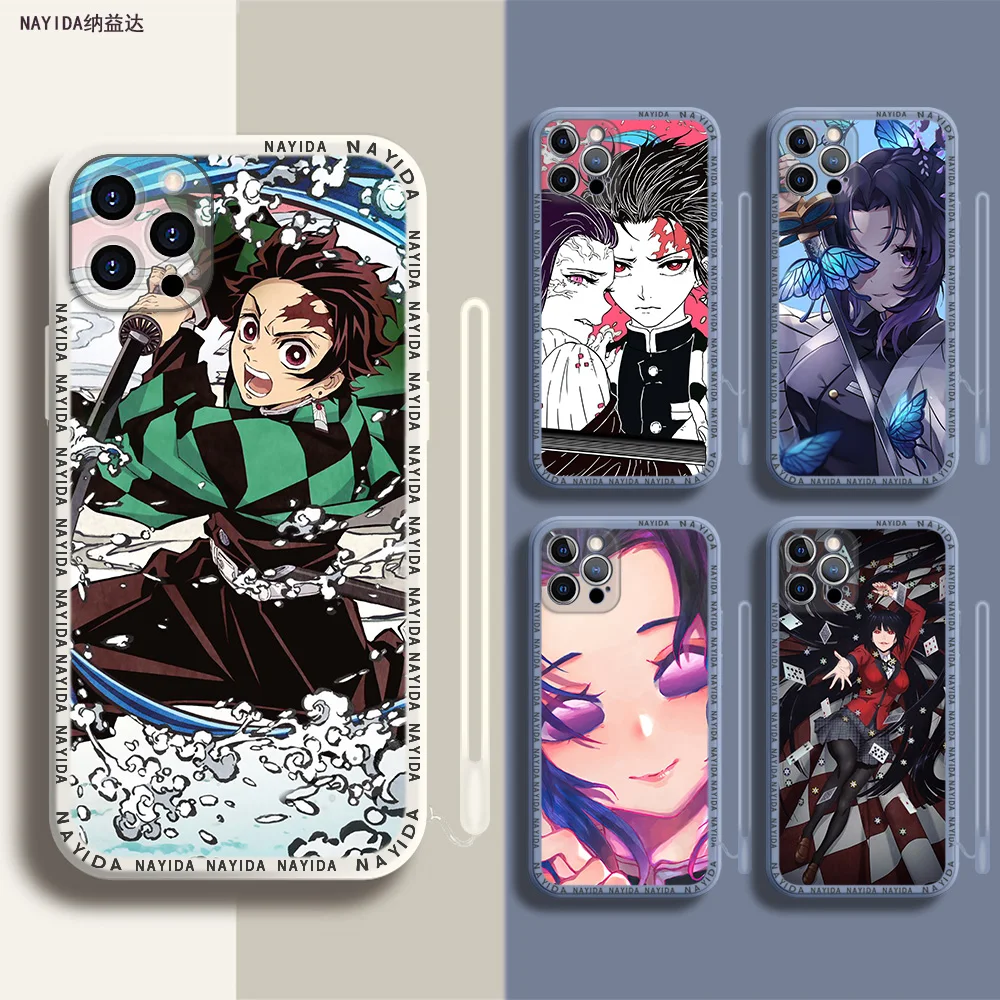

Чехол для телефона iPhone 14, 13, 11, 12 Mini Pro Max, XS, XR, X, мягкий силиконовый чехол из ТПУ, аниме «рассекающий демонов» Kimetsu no Yaiba