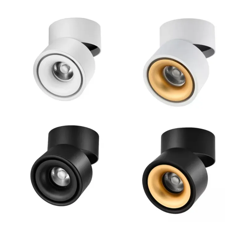 

XMQWL Dimmable LED Ceiling Light AC85-240V 7W 9W 15W LED Surface Mount Ceiling Light Foldable 360 Degree Rotating COB Spotlights