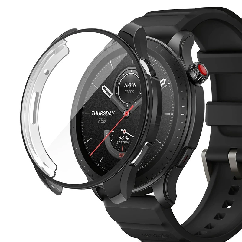 Amazfit GTR 4 용 부드러운 실리콘 케이스 유리 Huami Amazfit GTR 4 GTR4 커버 케이스 용 스마트 시계 화면 보호기 범퍼 쉘