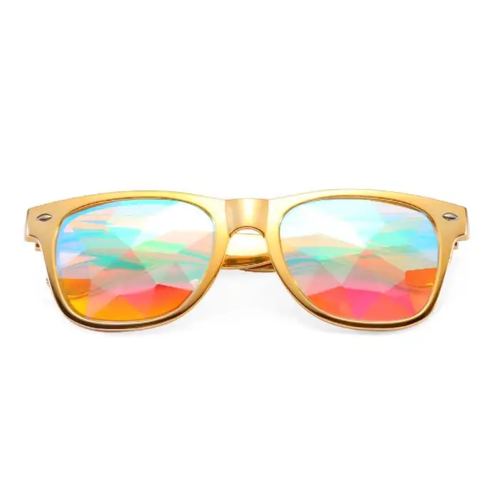 kaleidoscope glasses metal Sunglasses Women Party Psychedelic Prism Diffracted Lens EDM Sunglasses Female