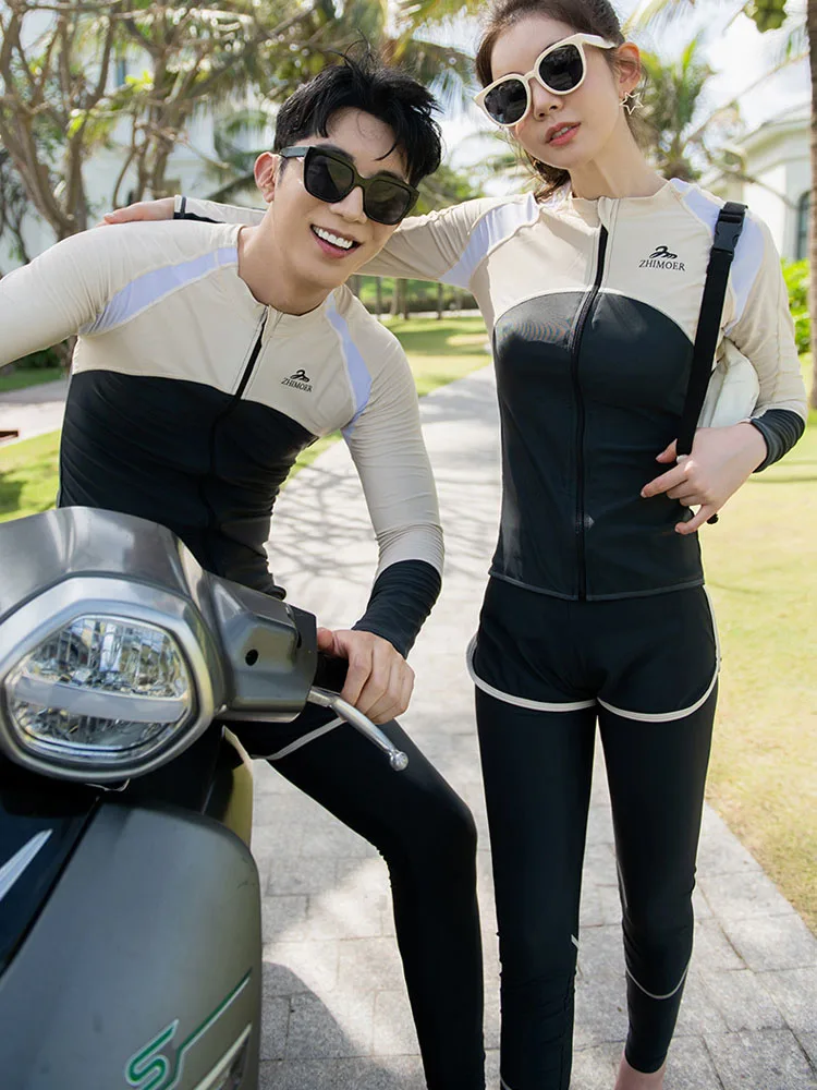Women's 5pcs/set Men's 3pcs Full Body Wetsuit Surfing Diving Suit Scuba Dive Skin Rash Guards Long Sleeve Zip Quick Dry Sunsuit
