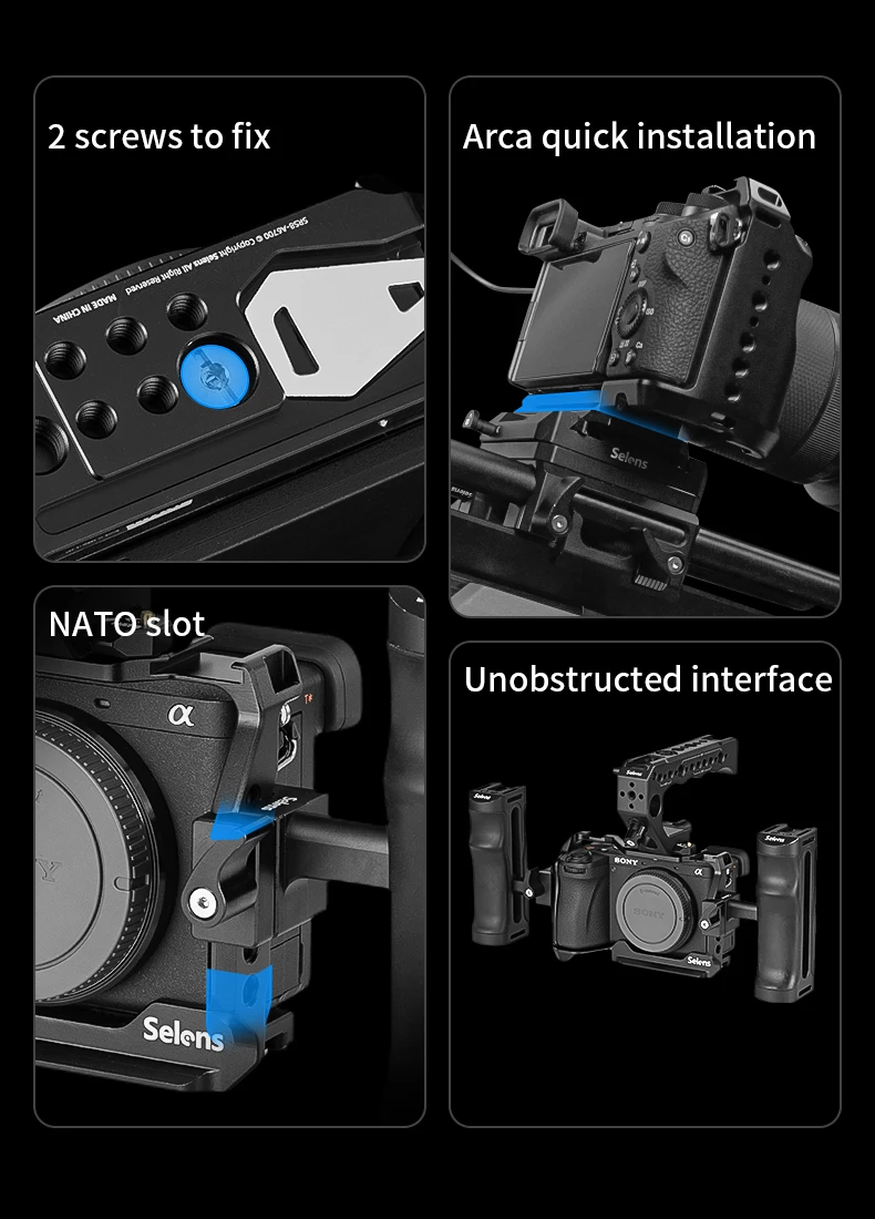 DSLR Camera Cage with Multiple Expansion Holes for SONY A7CII/A7CR Photography P