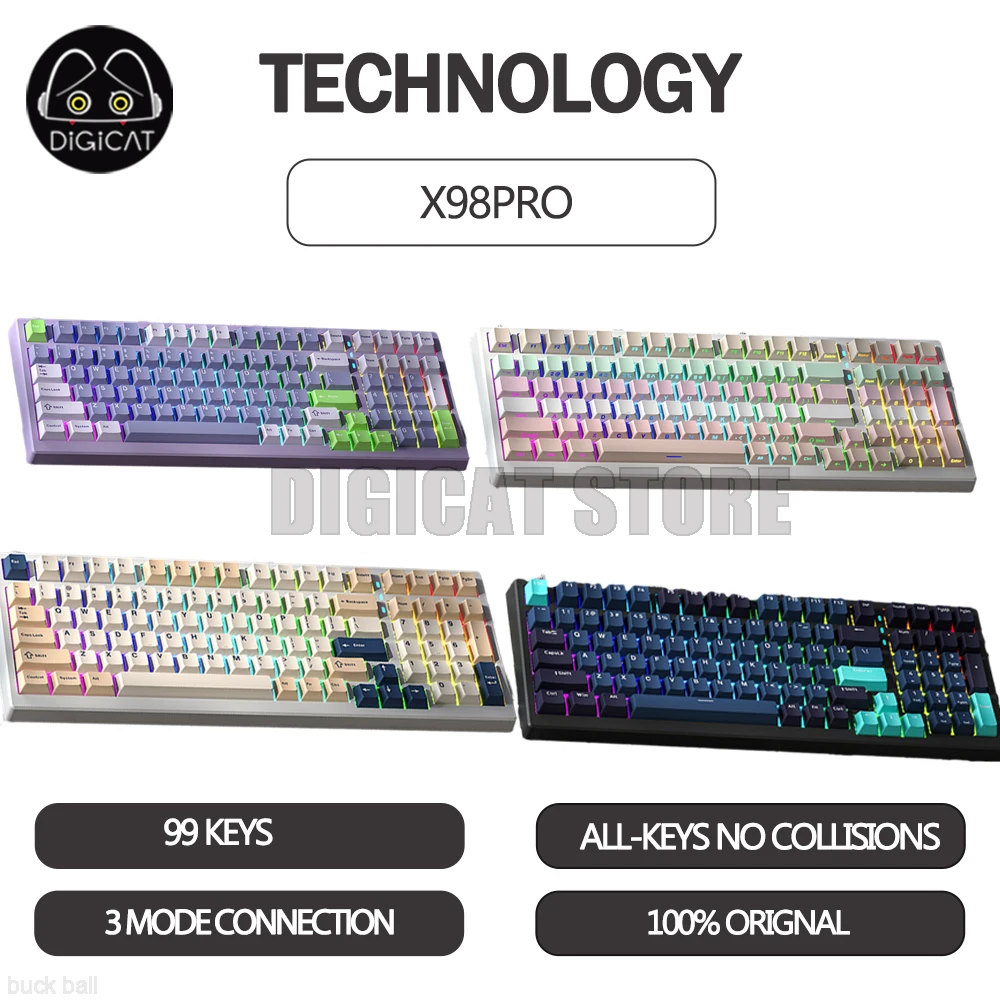 

Technology X98PRO Mechanical Gamer Keyboard Mechanical Keyboard 99 Keys 3 Mode Connection 2.4G/USB/Bluetooth Wireless Keyboard