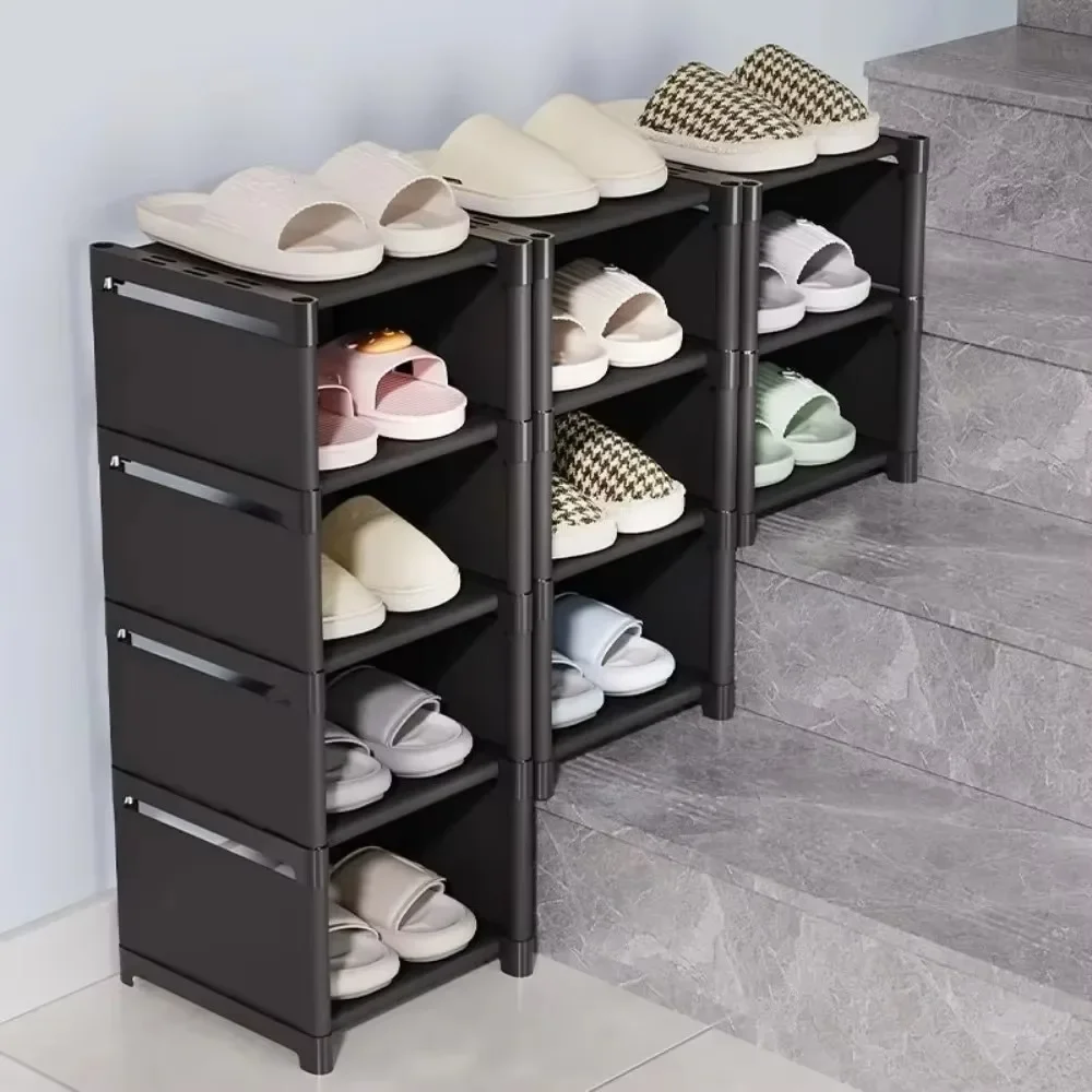 Entrance Shoe Rack Multiple Layers Stackable Footwear Organizer Rack Space Saving Wall Corner Shoe Cabinets Simple Shoes Shelf 5