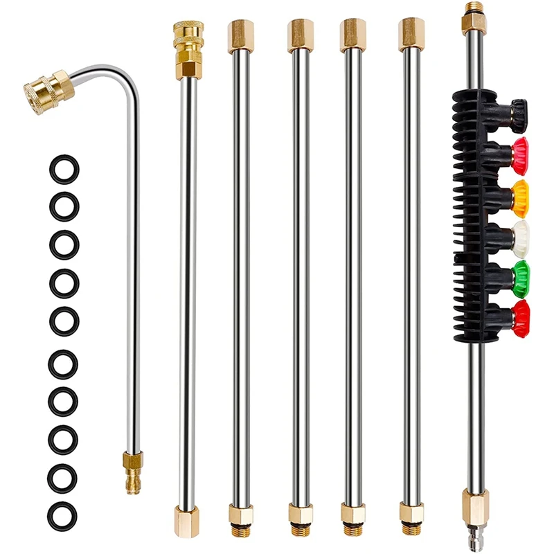 

Pressure Washer Extension Wand Set With 6 Nozzle Tips, 8.5 Ft Replacement Lance With Gutter Cleaner Attachment,1/4 Inch