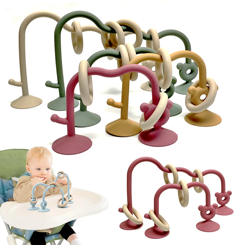 Silicone Teething Toys BPA Free Baby High Chair Suction Toy Montessori Educational Bath Toy Sensory Teething Chew Toys
