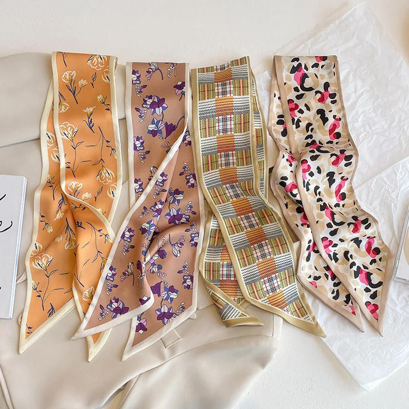 Fashion Skinny Scarf Women Luxury Brand Twill Printing Tie Bag Handle Ribbon Hair Band Women's Headscarf New Design Silk Scarves silk scarf printed scarf