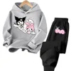 Cartoon Printed Kuromi Children's Tops Hooded Multi Color Girls' Clothing with Warm Thick Pants Sanrio Autumn and Winter New 1