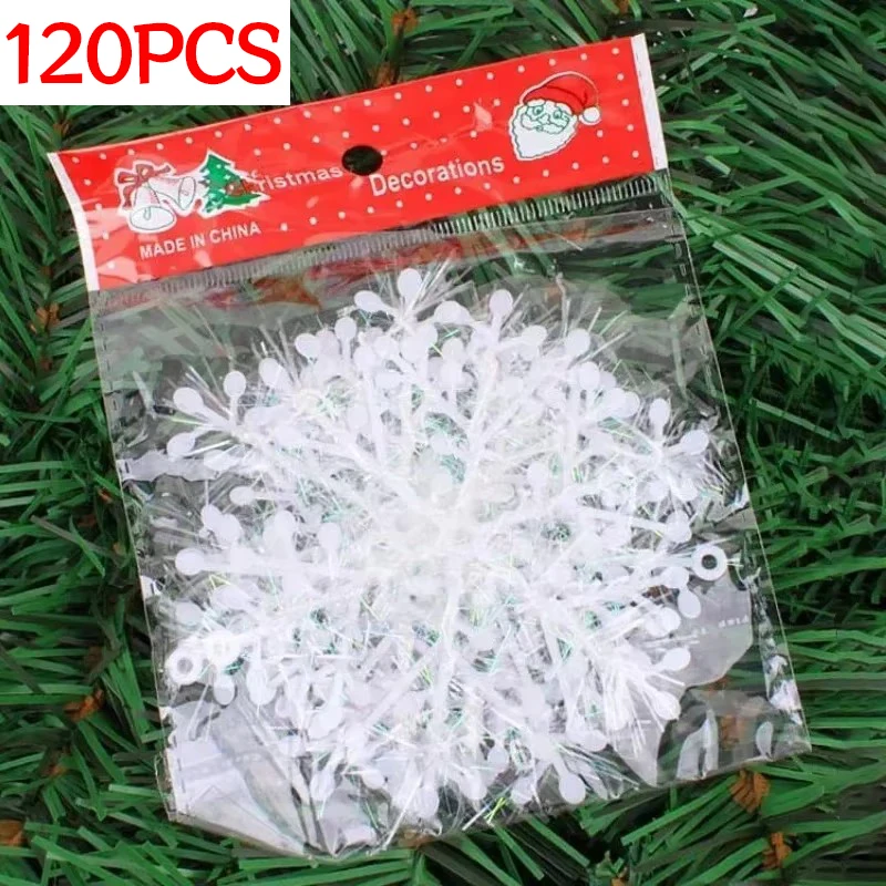 thumbnail image 1 of 120/30PCS Christmas Snowflake Ornaments Glitter Fake White Snowflake Xmas Tree Hanging Pendents New Year Home Party Decorations, 1 of 5