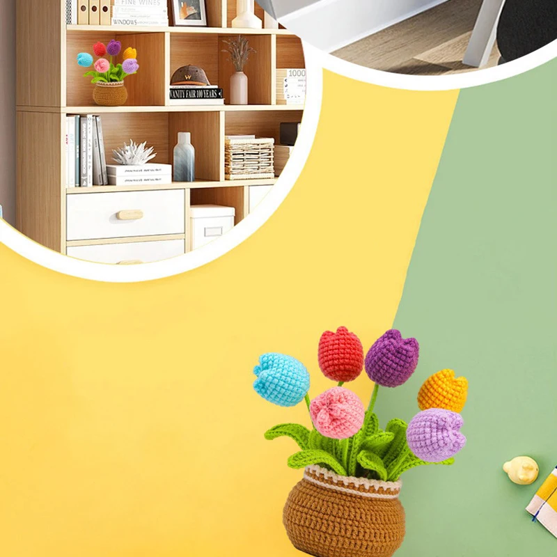손으로 짠 꽃 크로셰 스타터 키트, 면사 크로셰 마커, DIY 공예 액세서리, 수제 재료 도구 세트