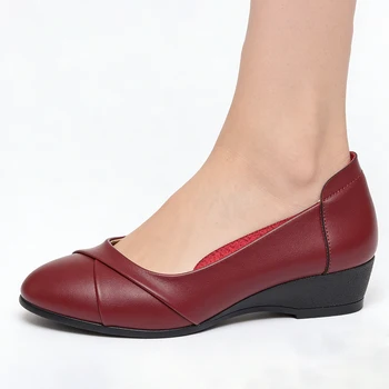 CINESSD 2023 Autumn New women Flat shoes Genuine Leather Comfortable bottom Big Size 41 42 43 Casual Loafers Mother Shoes 1