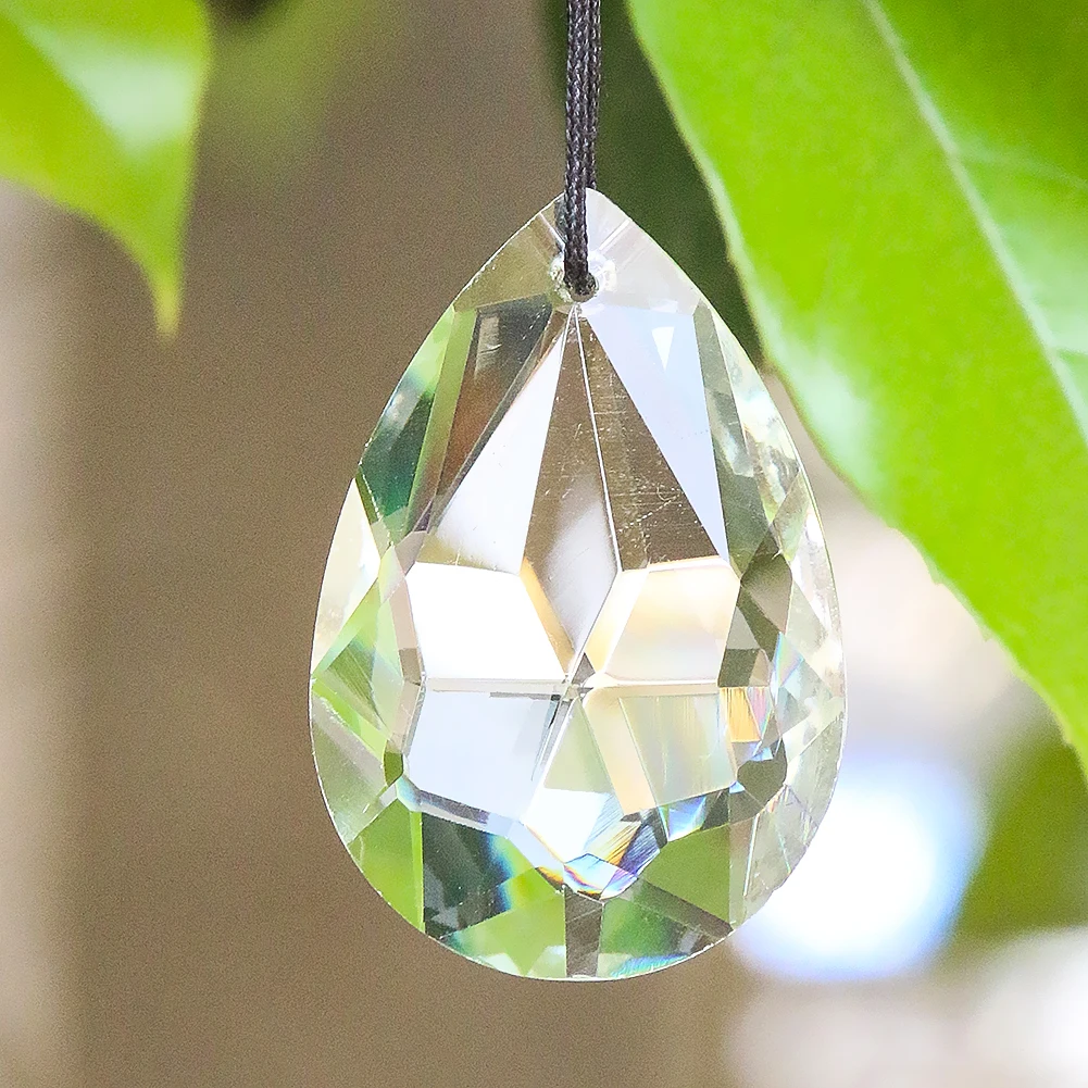 47mm Faceted Crystal Water Drop Pendant Angel Tears Glass Pillar Prism Chandelier Accessories Home Feng Shui Hanging Lamp Decor