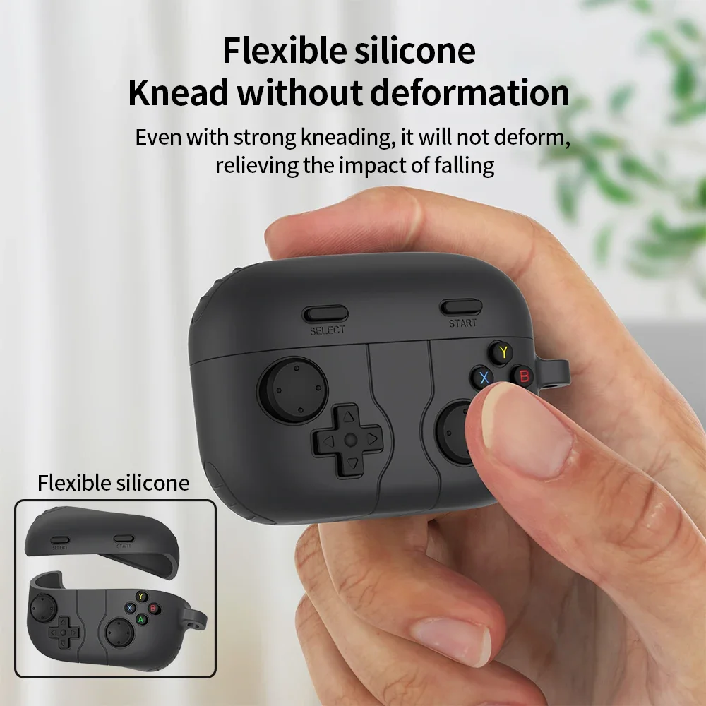 Cute 3D GamePad Cartoon Earphone Case - Silicone Shockproof Cover with Hook