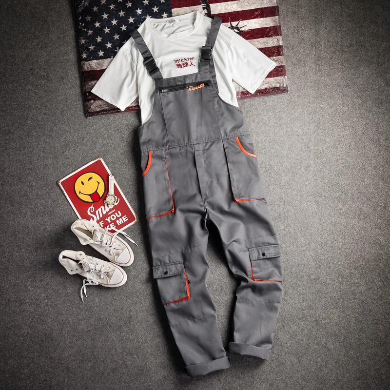 Bib Overall Casual Worker Clothing Plus Size Sleeveless Bib Pants Protective Coverall Strap Jumpsuits Fly Pockets Uniforms S-4xl
