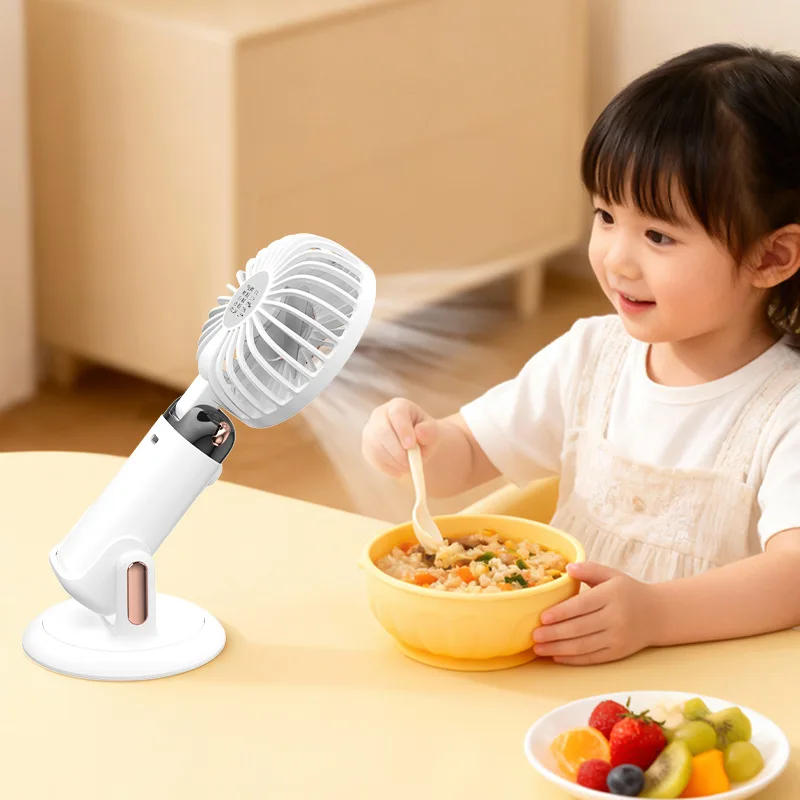 Ventilador portátil de mano con batería, ventiladores de viaje personales multifunción, ventilador de escritorio plegable con base, ventilador para cochecito de bebé para exteriores