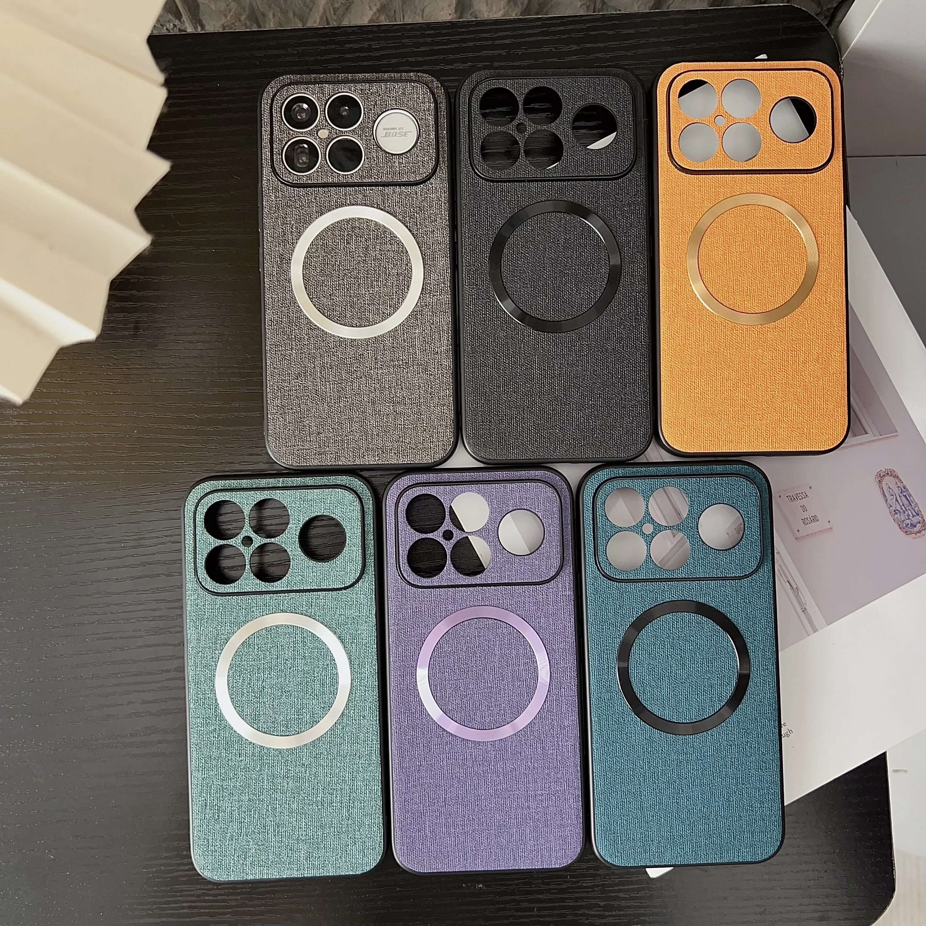 Luxury Magnetic Cloth Pattern Lens Protection Shockproof Bumper Case