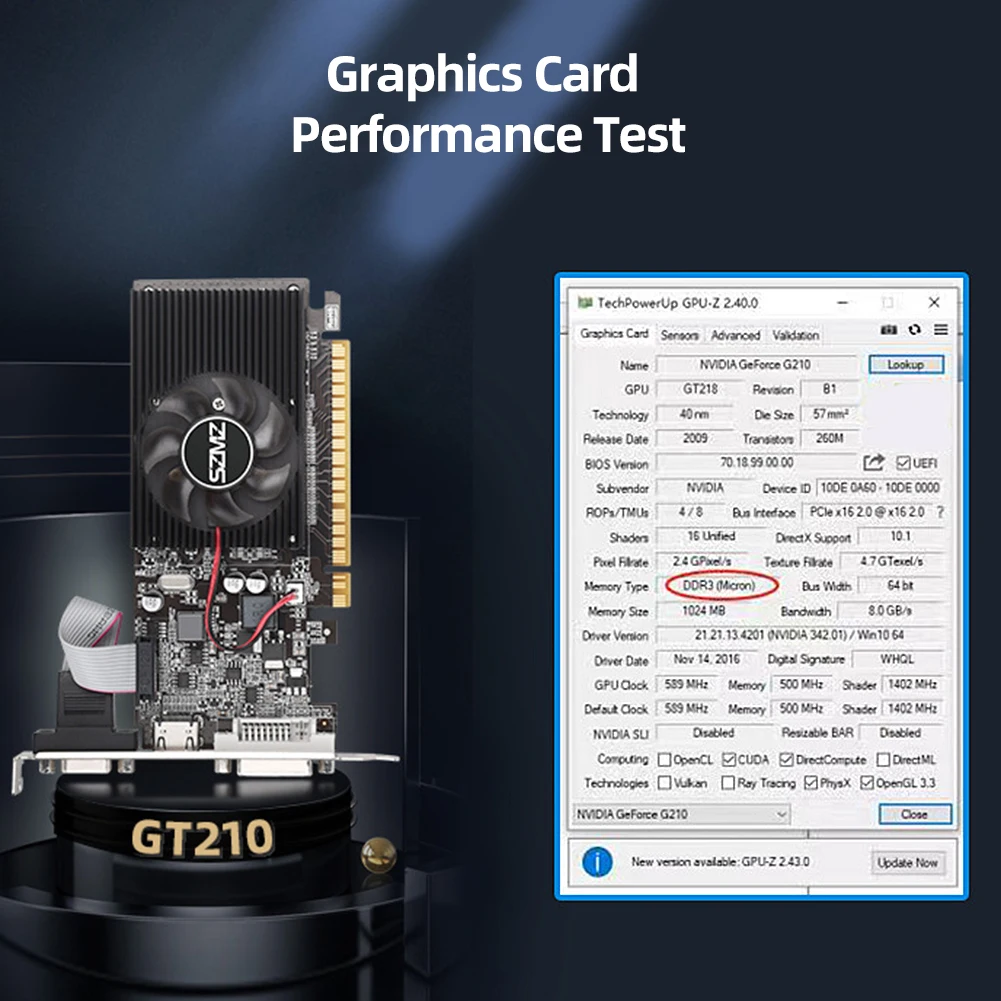GT210 1GB ׷ ī, DVI VGA HDMI ȣȯ Ʈ, ο  ׷ ī, 64 Ʈ DDR3 PIC Express2.0, PC ӿ